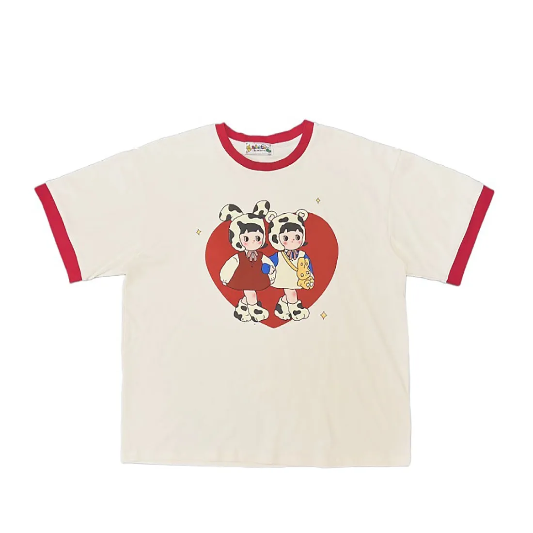 Cartoon Cows Print Cotton T-shirt