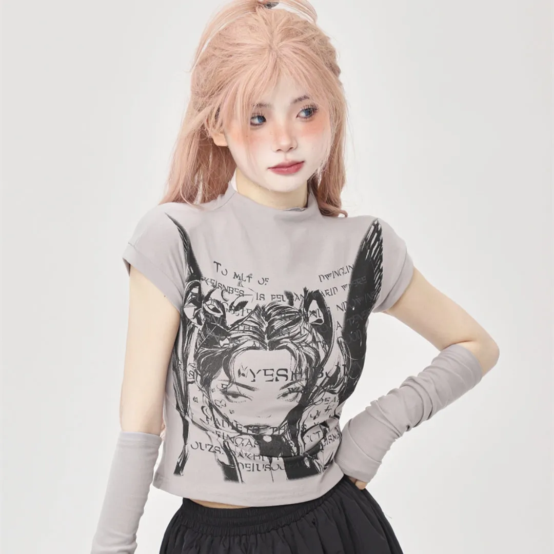 Cartoon Girl Short Sleeve T-shirt