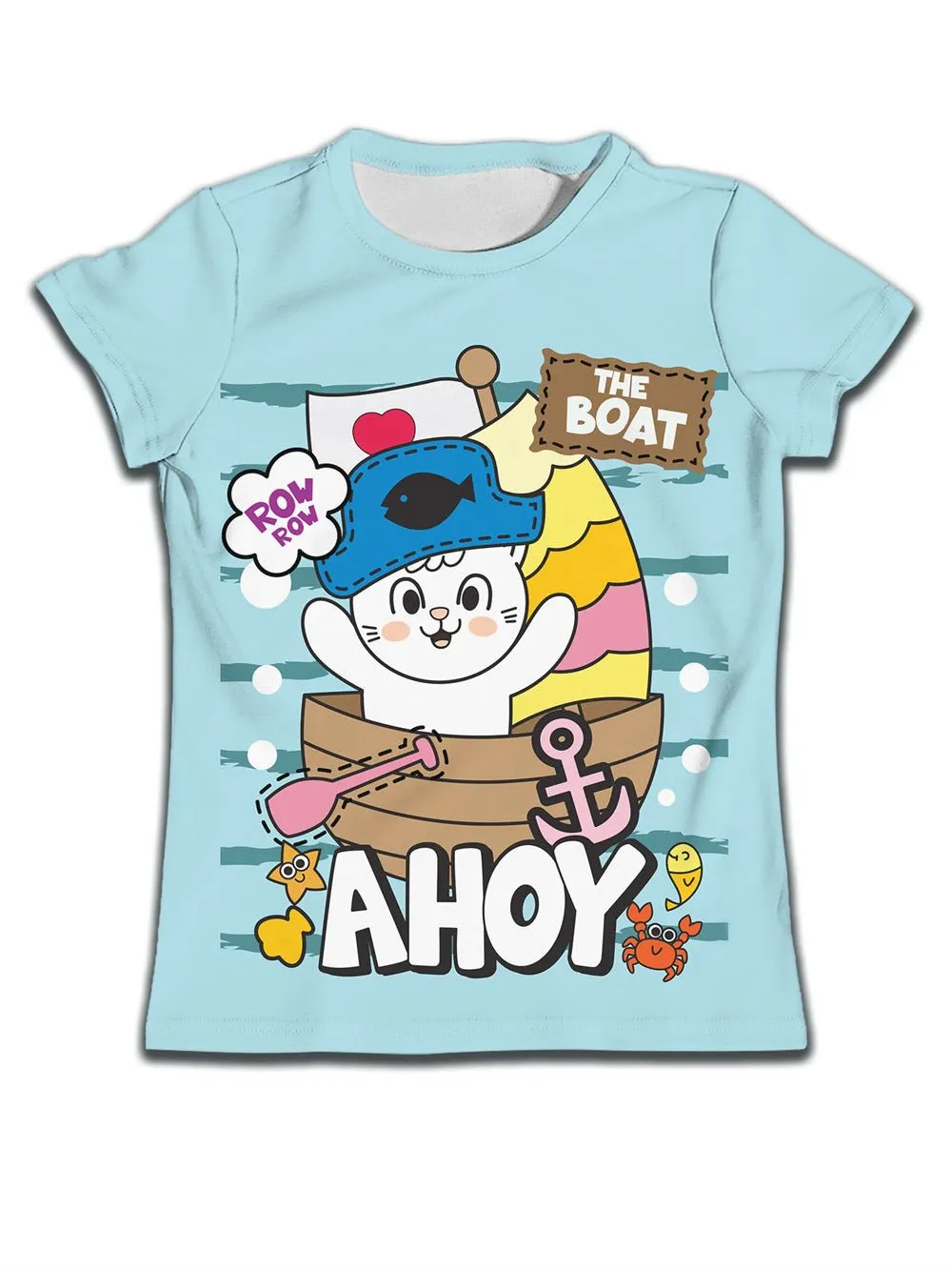 Children's T-shirt with Cute Cartoon Cat Pattern