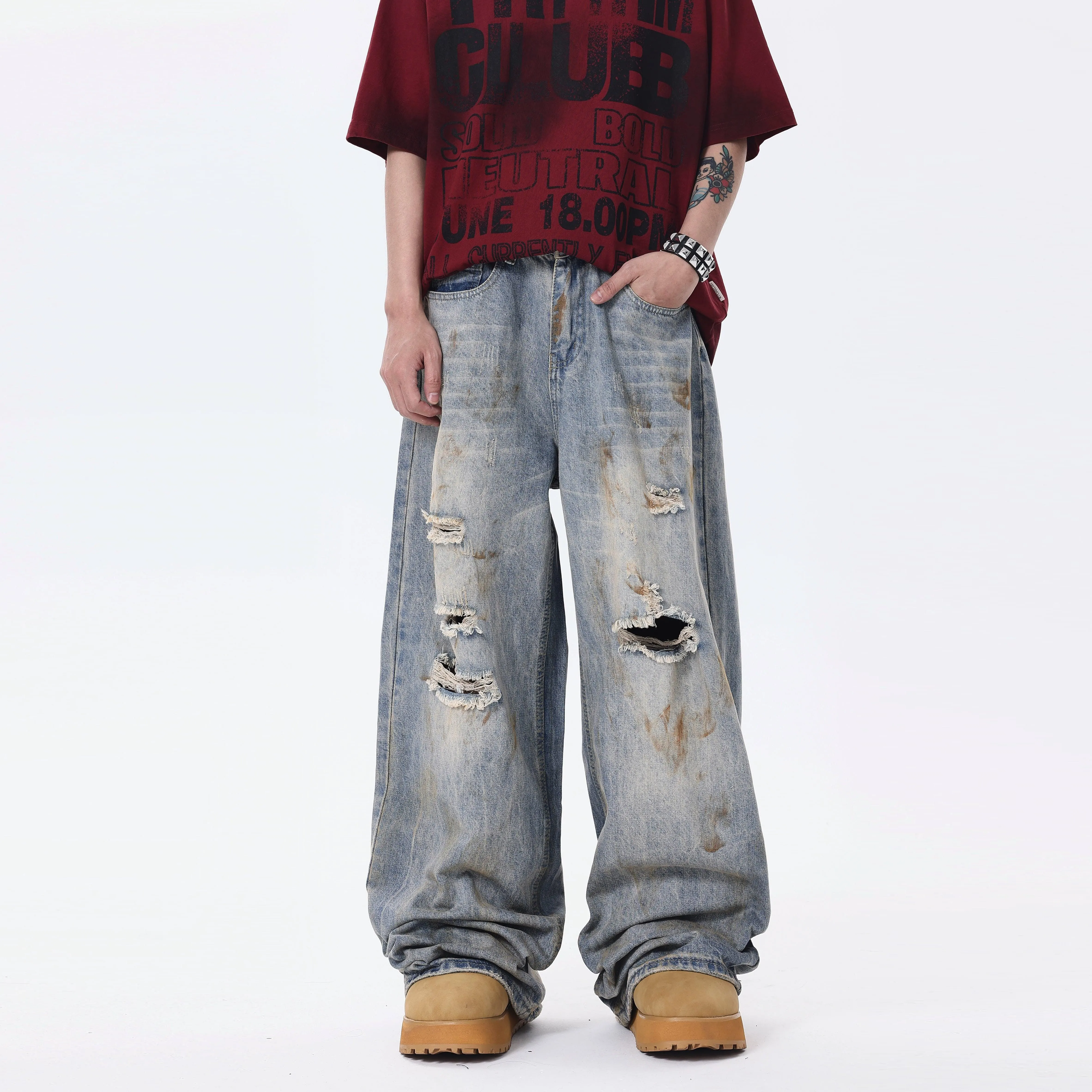 Dirty Wasteland Washed Ripped Jeans