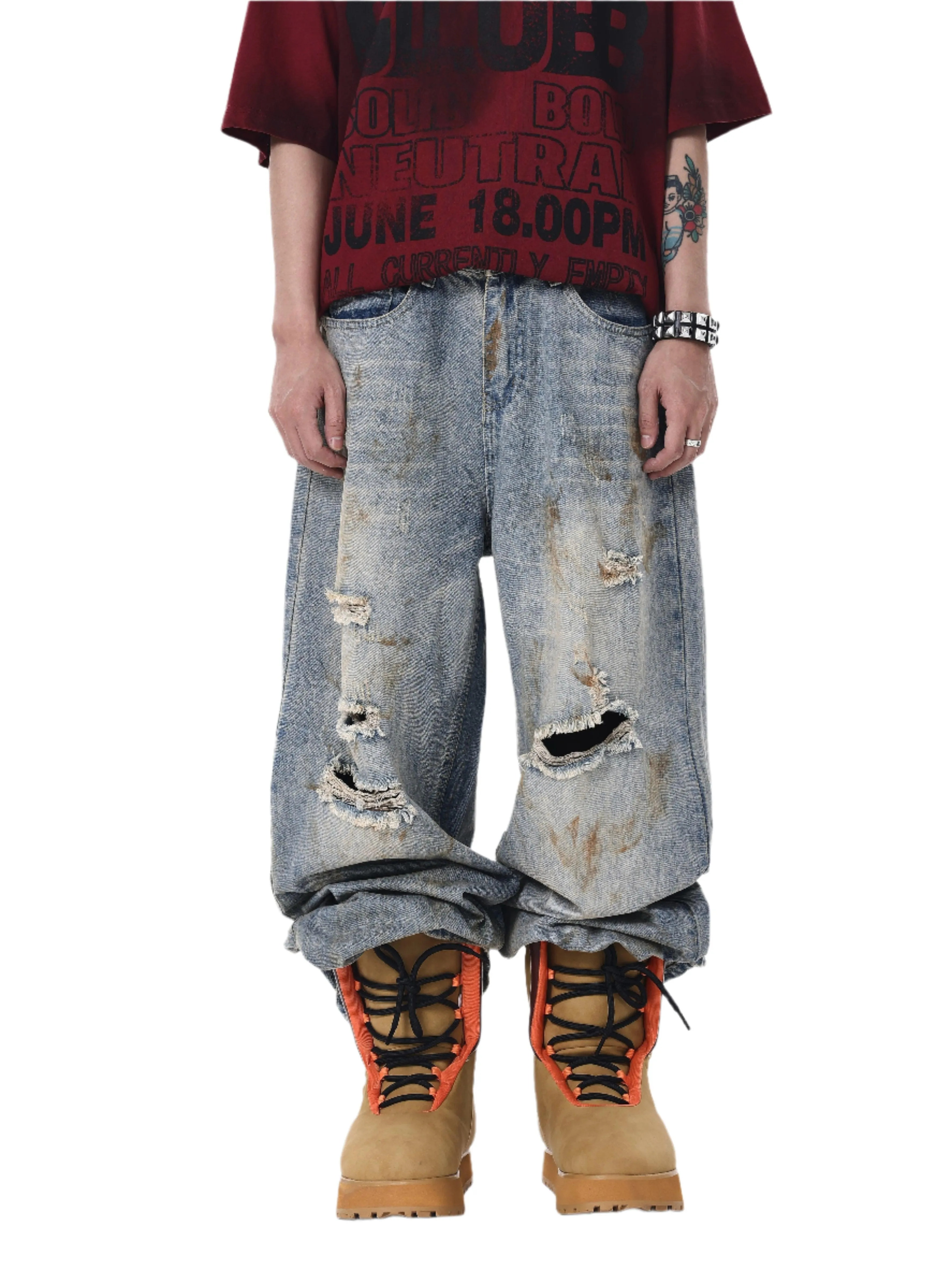Dirty Wasteland Washed Ripped Jeans