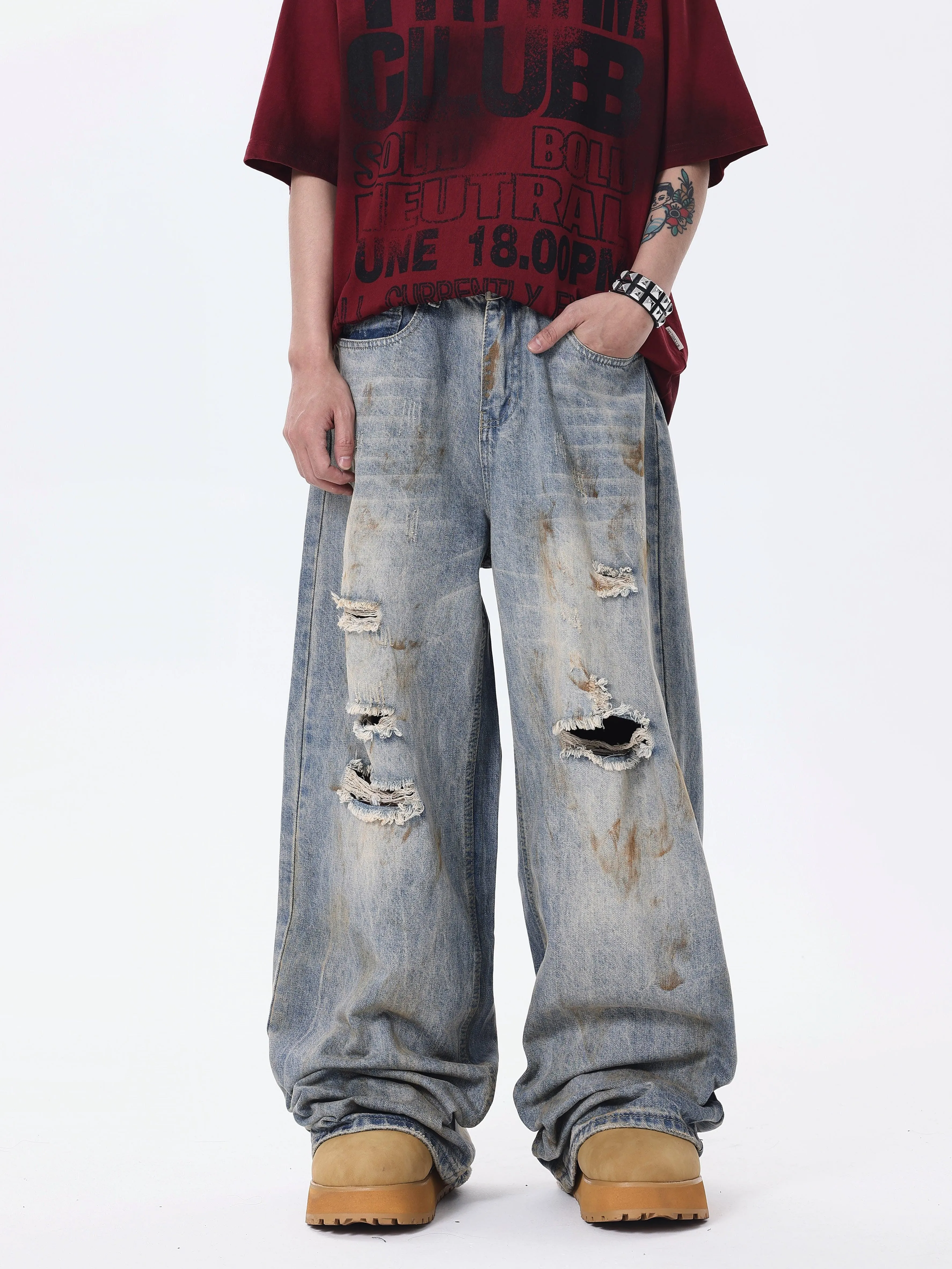 Dirty Wasteland Washed Ripped Jeans