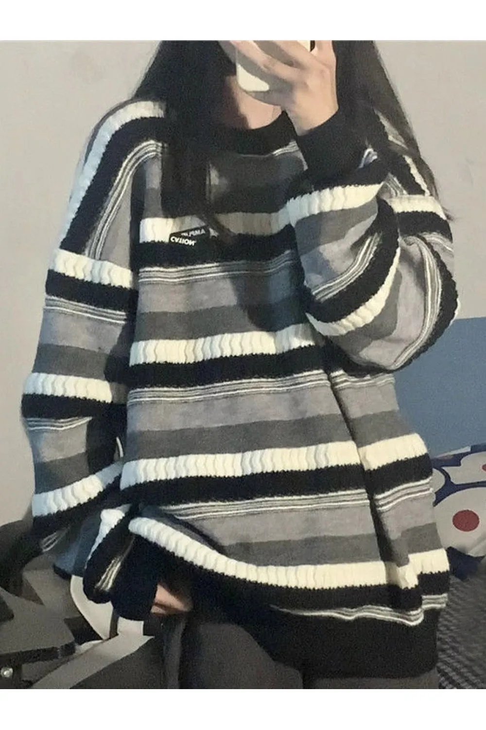 Grunge Striped Fall Sweater