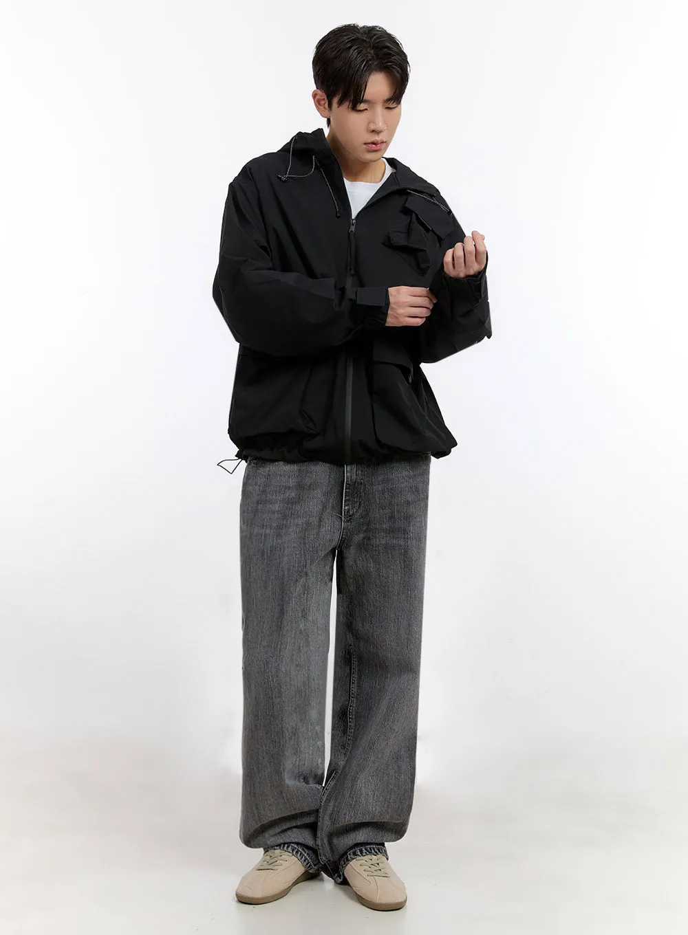 Men's Pocket Hooded Windbreaker Jacket IM525