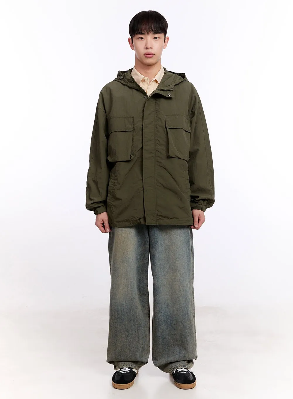 Men's Pocketed Hooded Windbreaker IM512