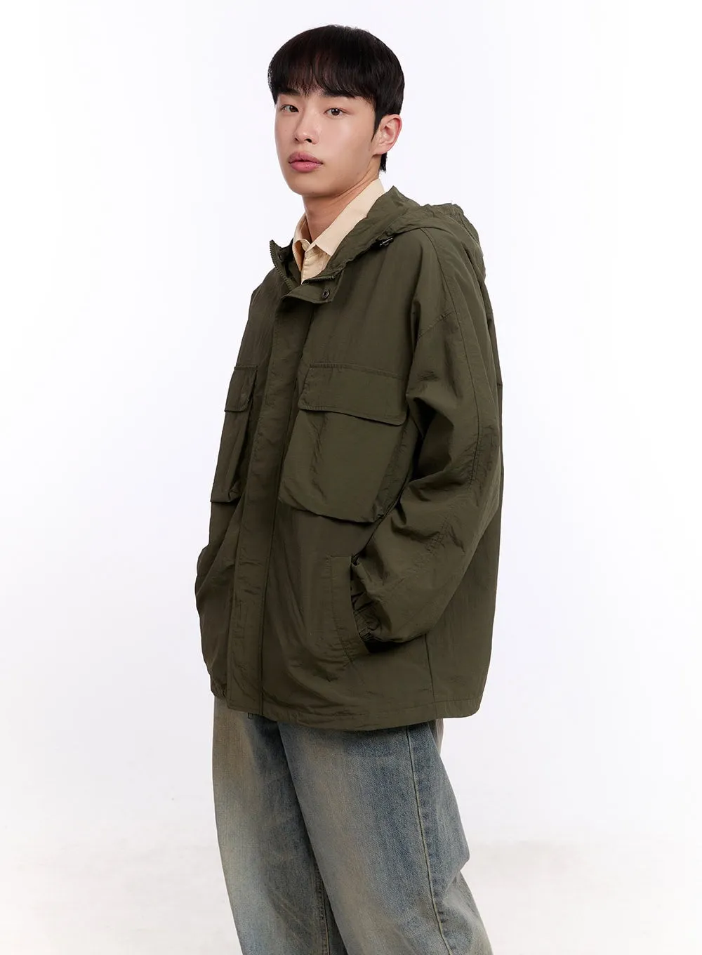 Men's Pocketed Hooded Windbreaker IM512