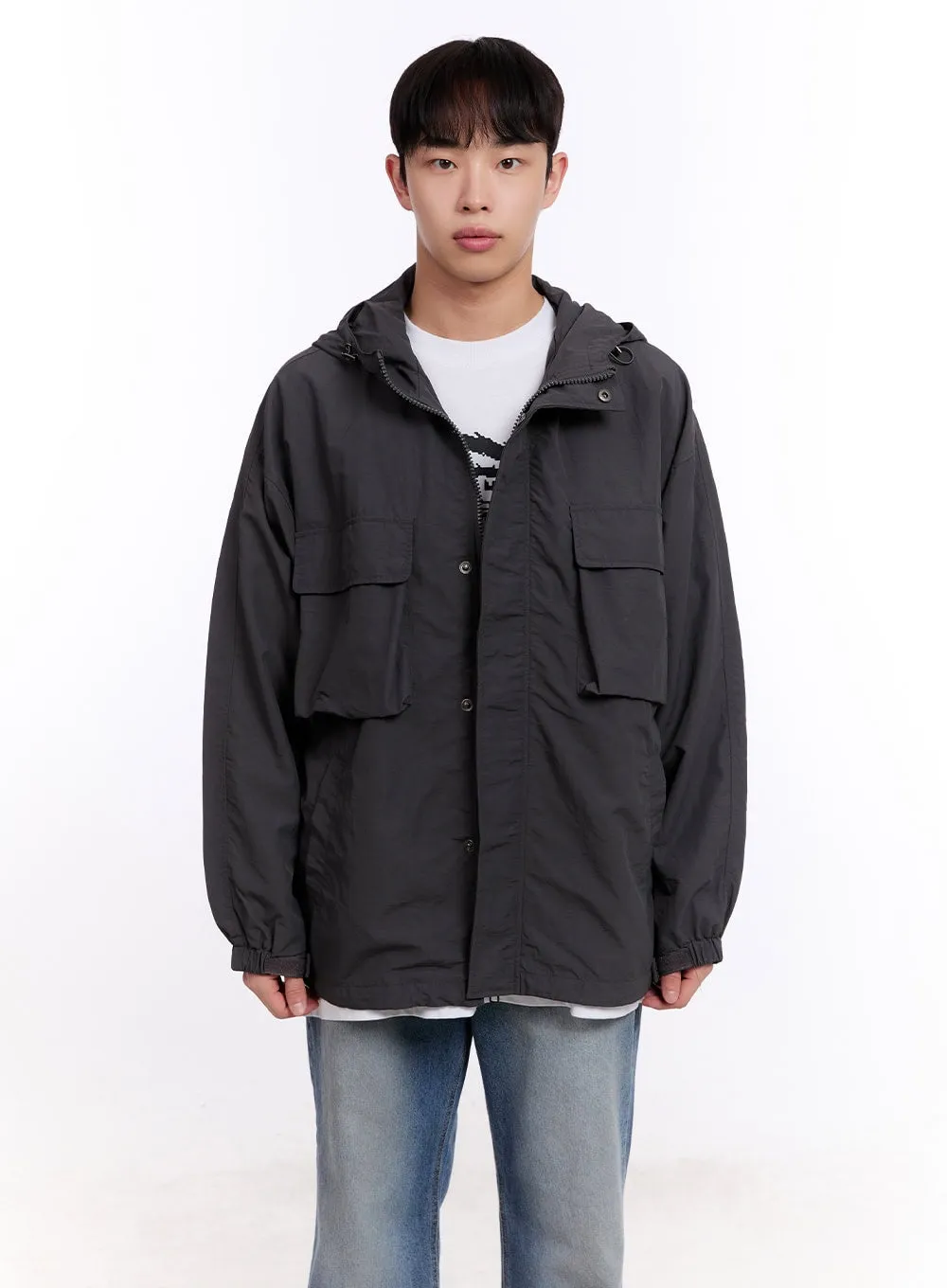 Men's Pocketed Hooded Windbreaker IM512