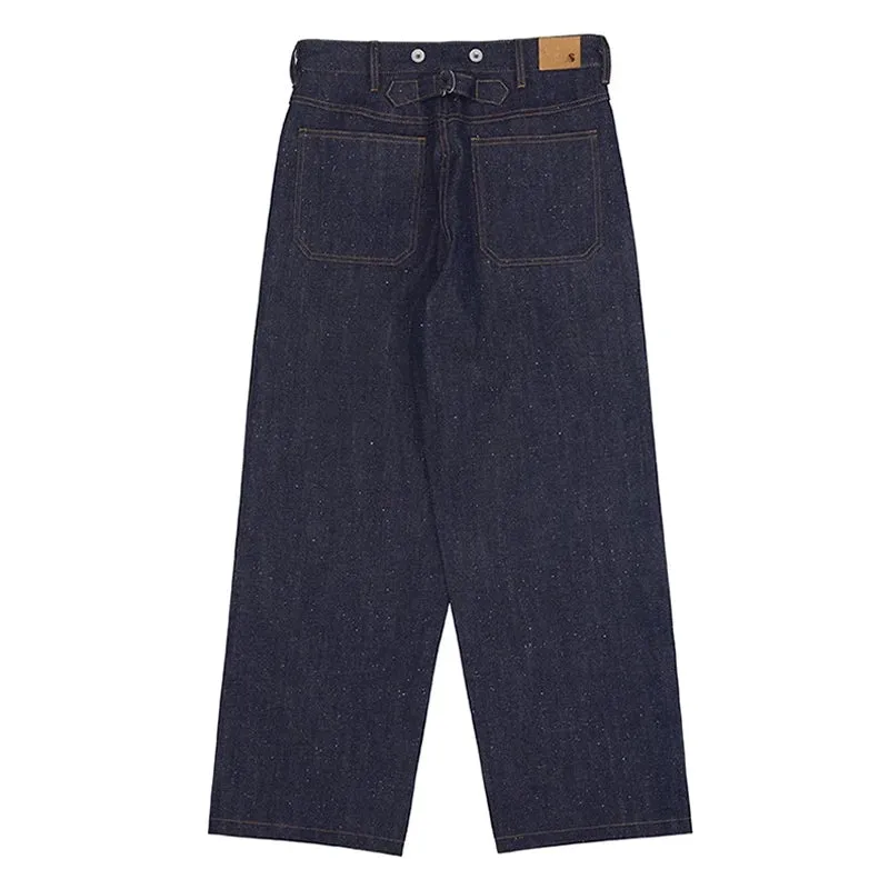 "Snowy" Neppy Buckle Back Jeans - Selvedge Denim Pants - Loose Fit