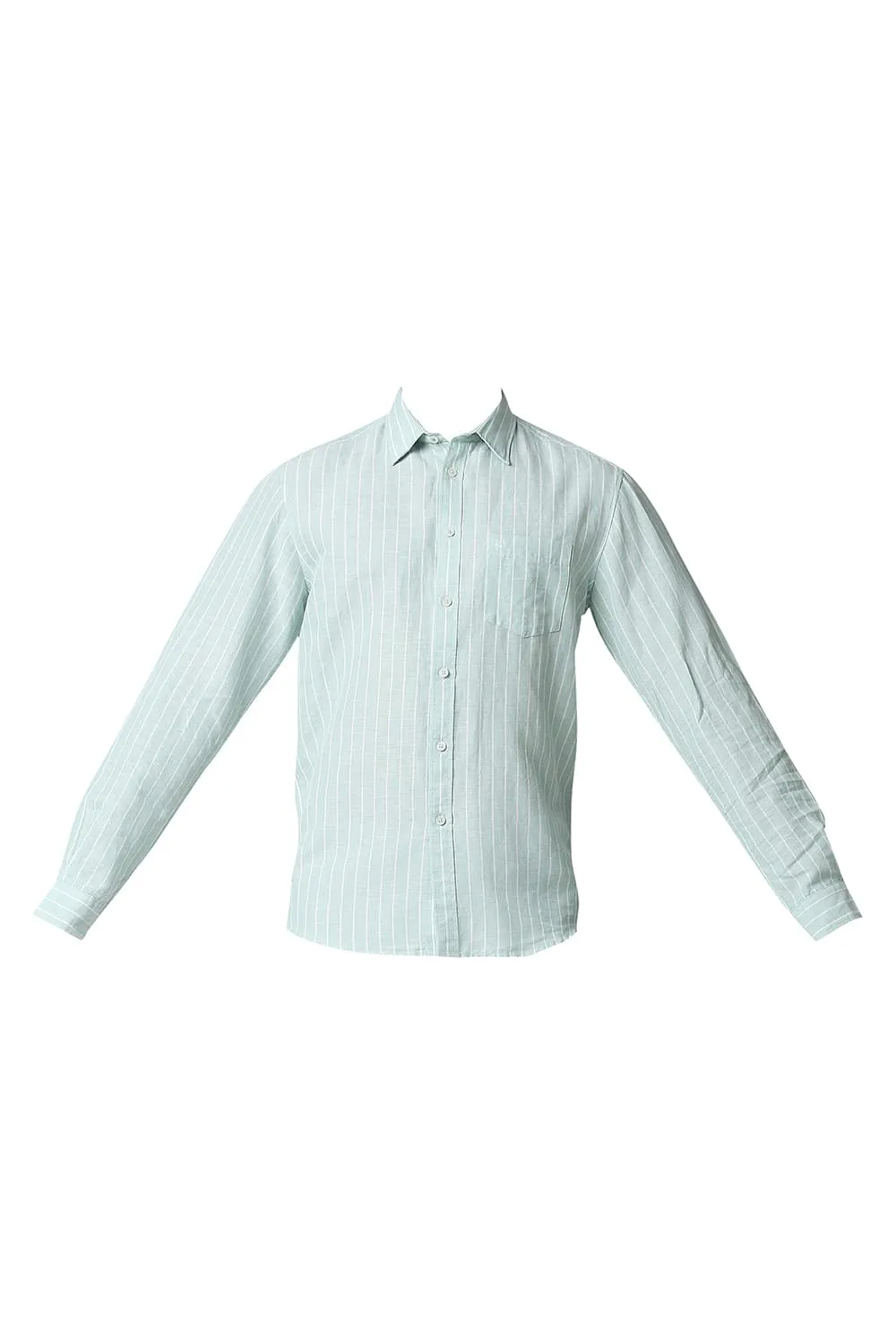 Slim Fit Cotton Linen Stripe Shirt