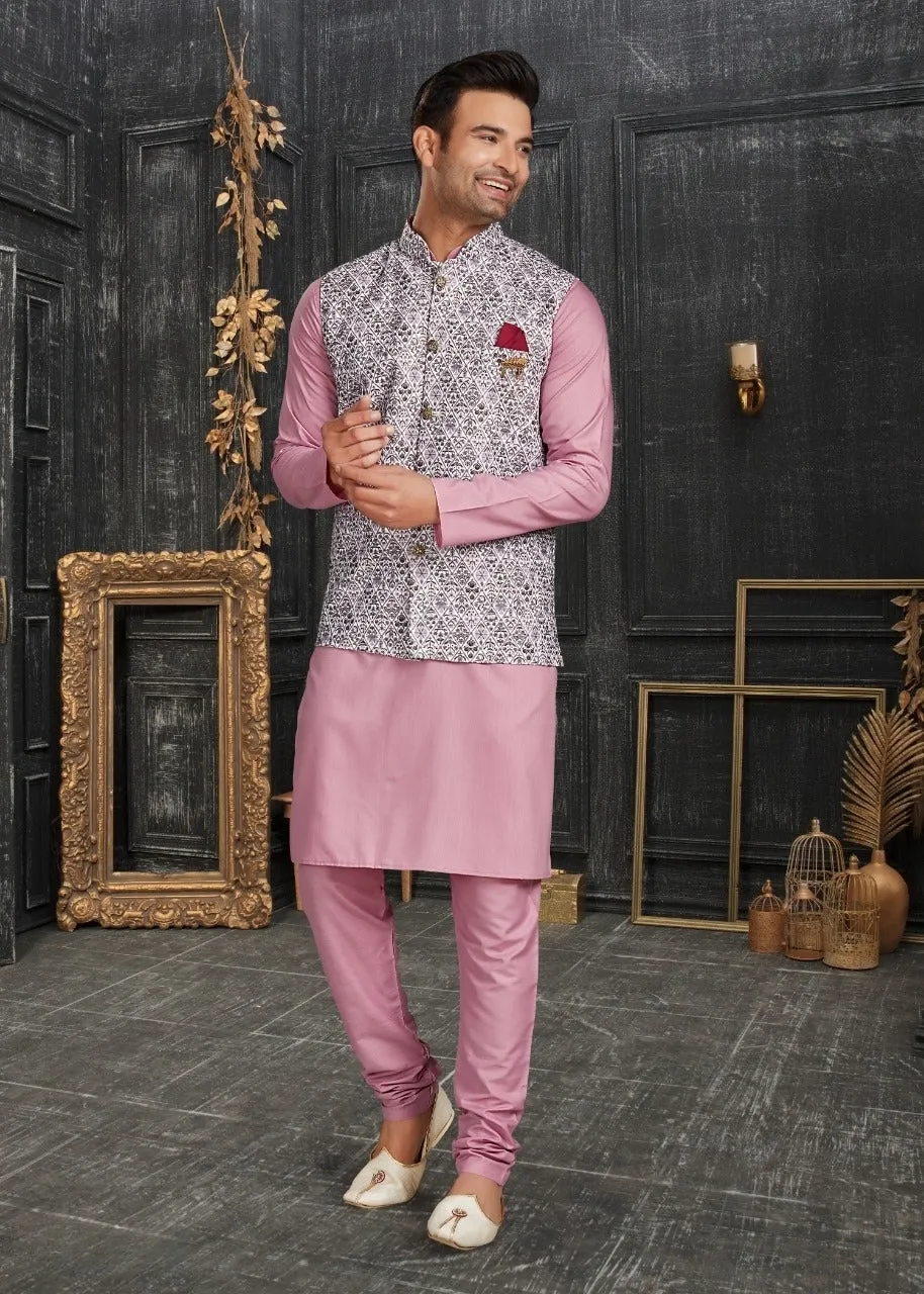 Vol 68A Fancy Kurta Pajama With Designer Koti Set D.No 68006