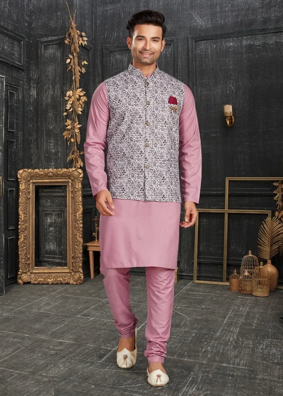 Vol 68A Fancy Kurta Pajama With Designer Koti Set D.No 68006