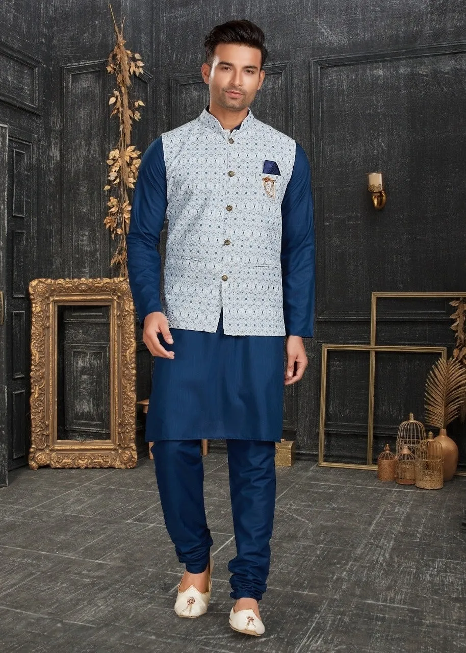 Vol 68A Fancy Kurta Pajama With Designer Koti Set D.No 68007